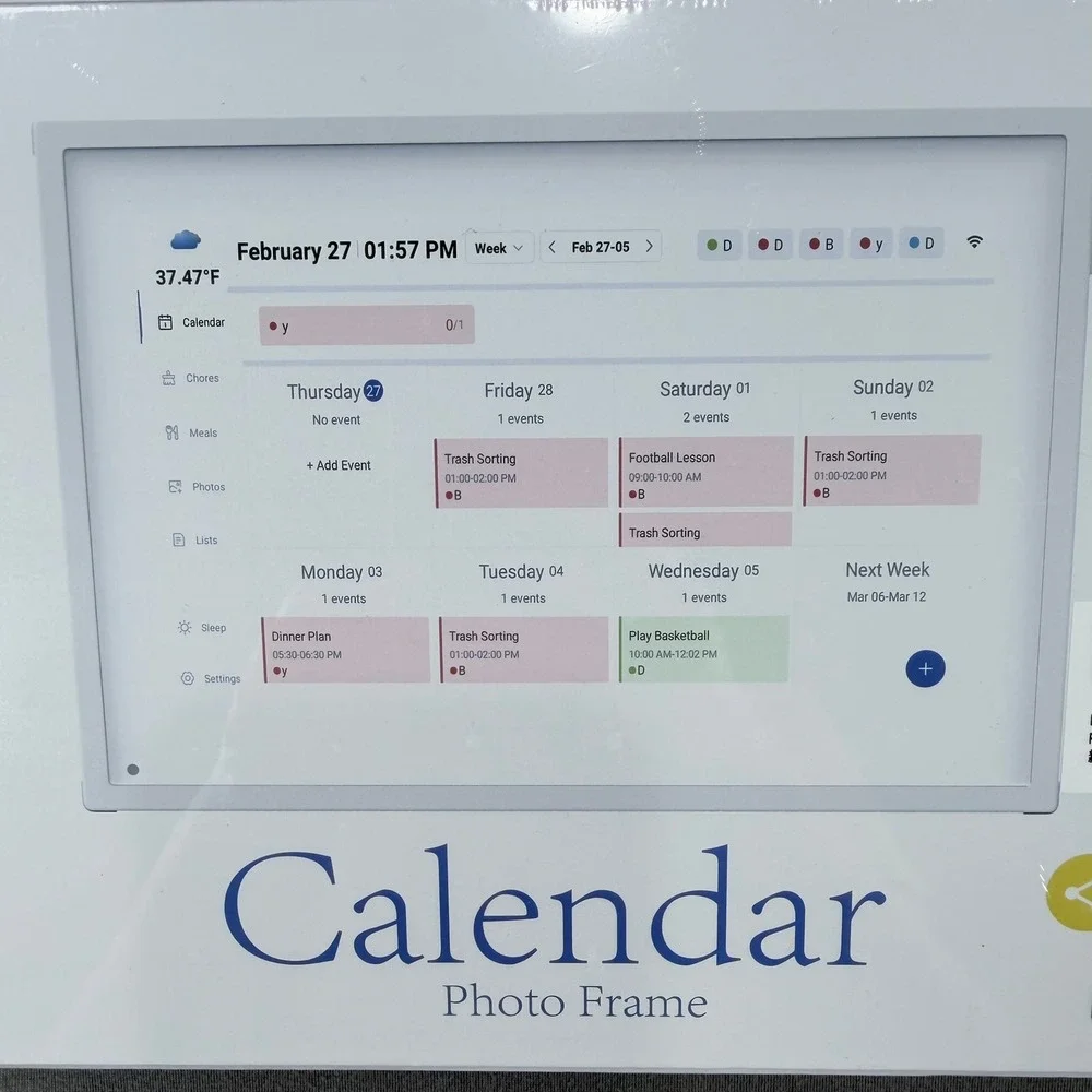 LOOFII 10.1 Inch White Smart Digital Calendar & Meal Planner Photo Frame WiFi